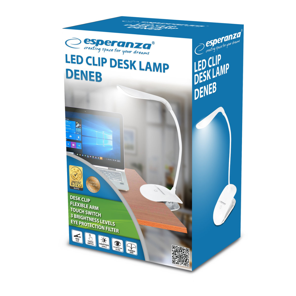 Lampa LED, Esperanza Deneb ELD104W, cu clema de prindere, brat flexibil 21 cm, cablu 110 cm, alba [5]