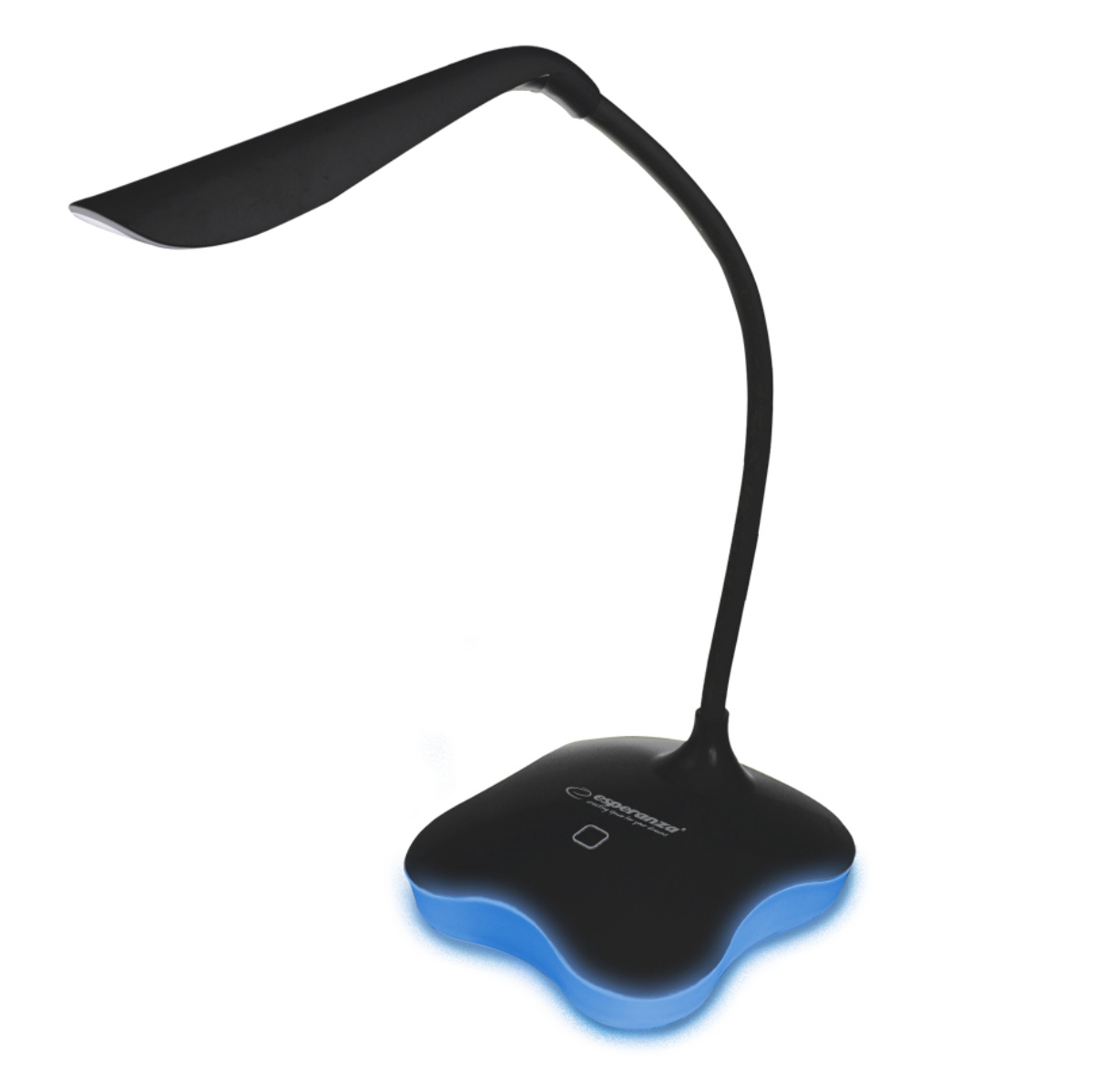 Lampa LED, Esperanza Mimosa ELD105K, cu baza iluminata, brat flexibil 21 cm, alimentare duala, cablu 110 cm, 4 x AAA, neagra [2]