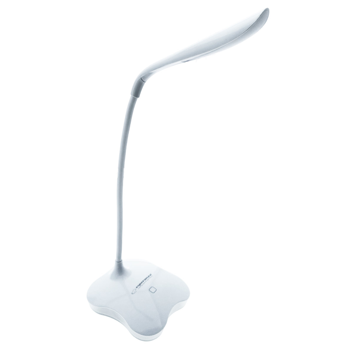 Lampa LED, Esperanza Mimosa ELD105W, cu baza iluminata, brat flexibil 21 cm, alimentare duala, cablu 110 cm, 4 x AAA, alba [1]