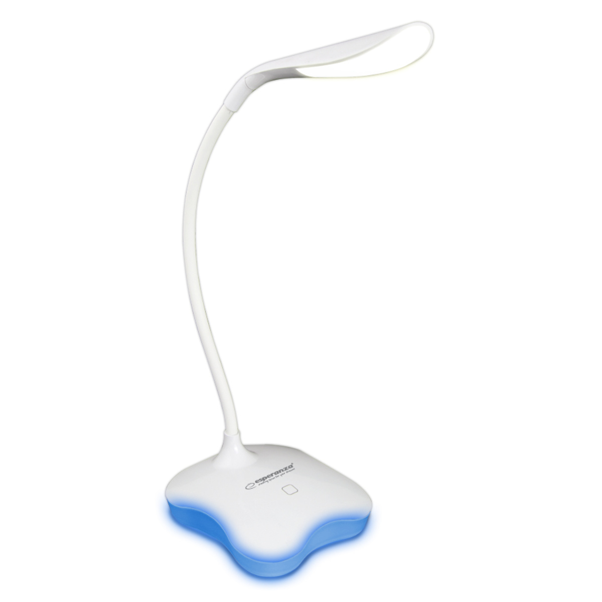 Lampa LED, Esperanza Mimosa ELD105W, cu baza iluminata, brat flexibil 21 cm, alimentare duala, cablu 110 cm, 4 x AAA, alba [2]