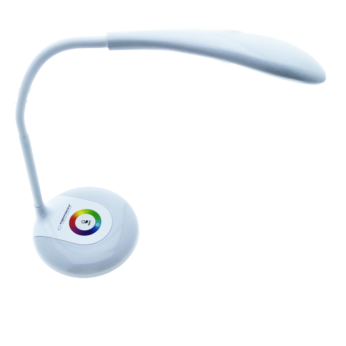 Lampa LED RGB, Esperanza Altair, cu brat flexibil 27 cm, alimentare duala, cablu 110 cm, 4 x AAA, alba [2]