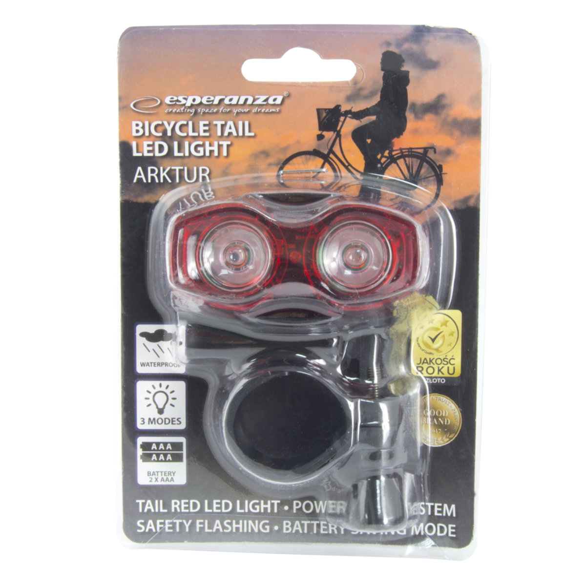 Lampa Led spate pentru bicicleta, Esperanza Arktur, lumina rosie, 3 moduri de iluminare, pentru vizibiltate in trafic [2]
