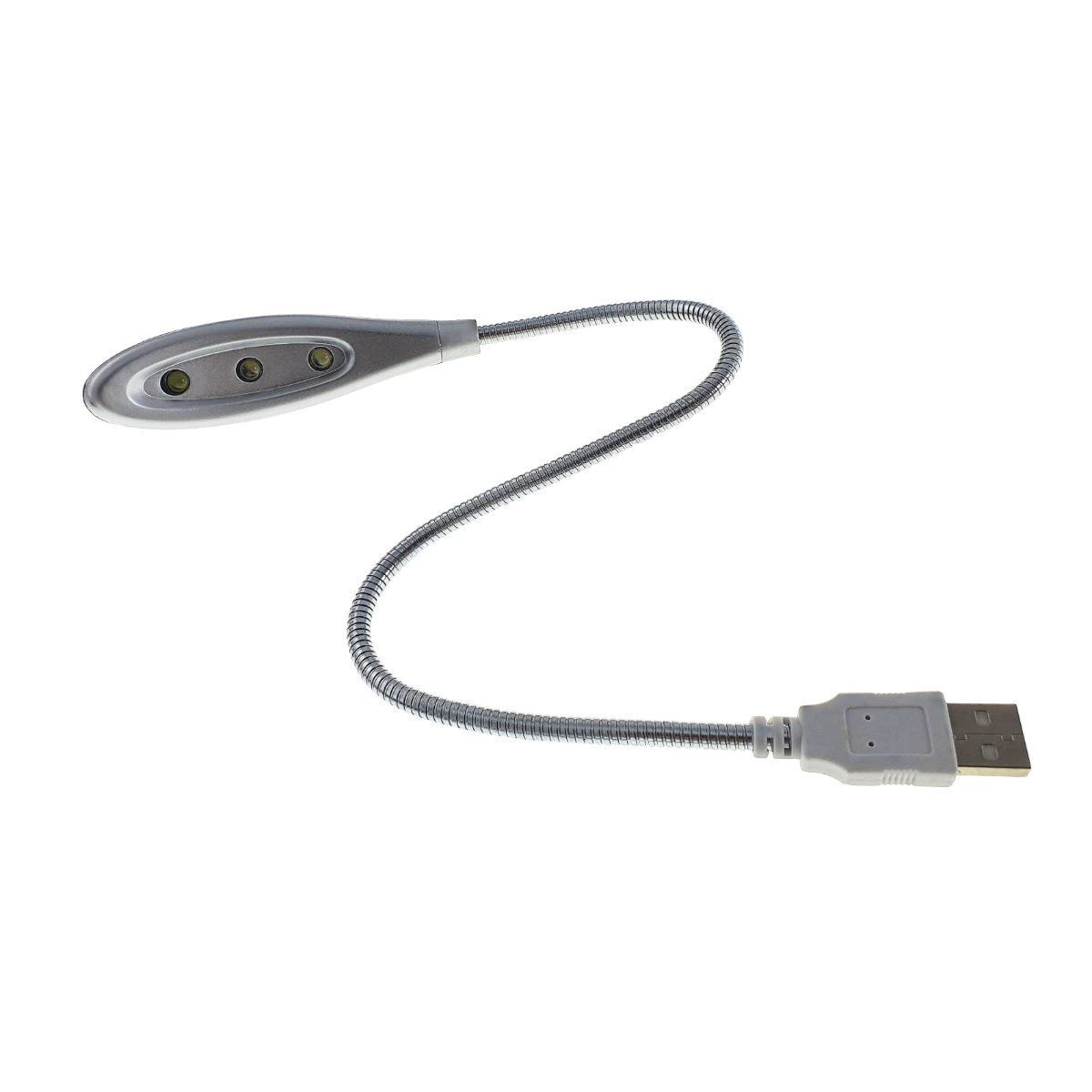Lampa USB cu brat flexibil si 3 led-uri, lungime 410mm, argintie [4]
