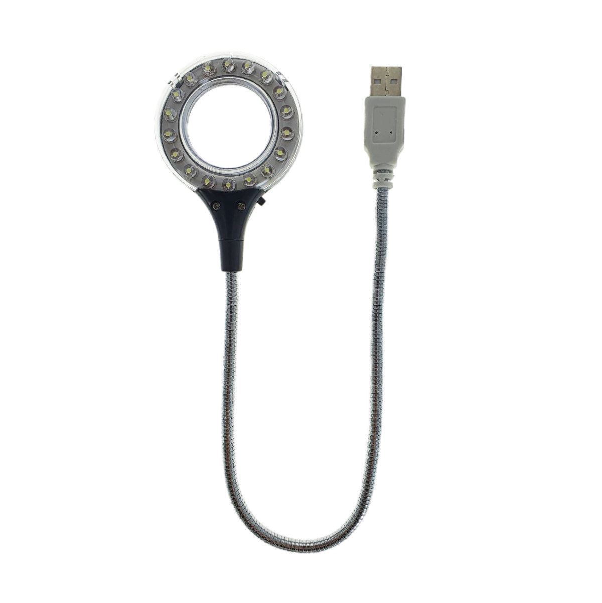 Lampa USB JF-18 cu 18 led-uri, brat flexibil cu lungime 30 cm si lupa cu diametrul de 30mm, neagra [4]