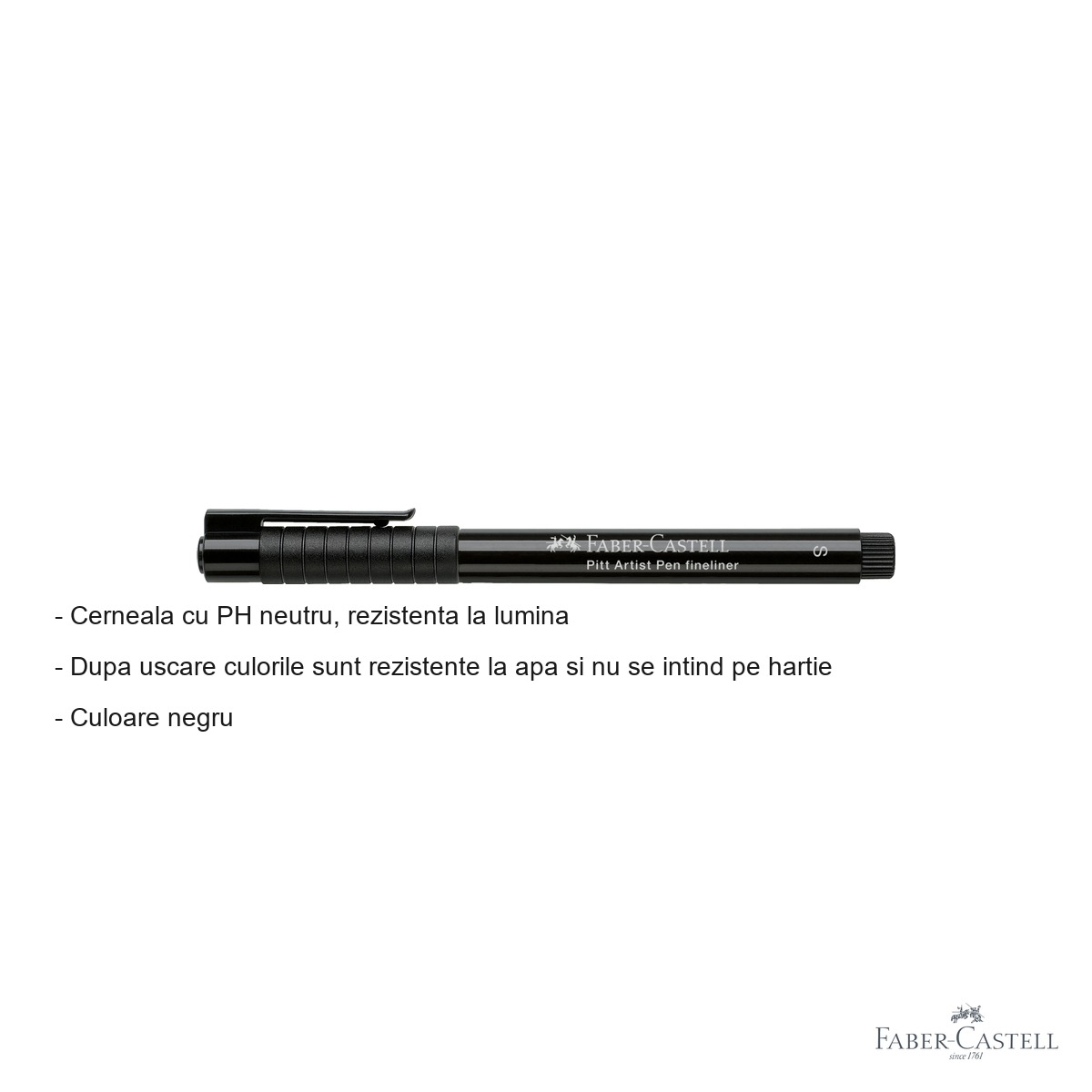 Liner artist pen Faber-Castell Pitt, varf S 0.3 mm, cerneala neagra rezistenta la apa, pentru desen tehnic si ilustratie [2]