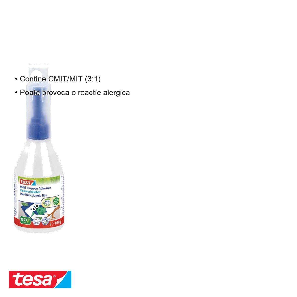 Lipici universal Tesa ecoLogo, transparent, capac multifunctional, 100ml, pentru hartie, textil si lemn [5]