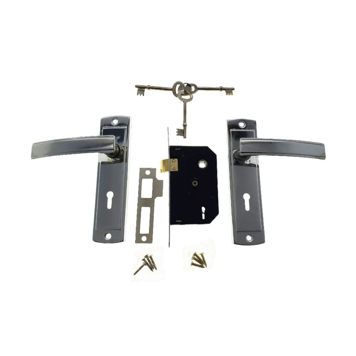 Maner usa cu sild si butuc,broasca,echipat complet,argintiu cromat [4]