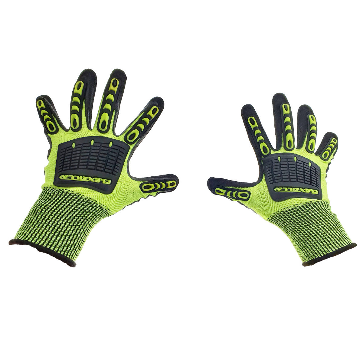 Manusi de protectie, impotriva impactului minor, fibre textile, nitril si TPR, manson elastic, galben cu negru [1]