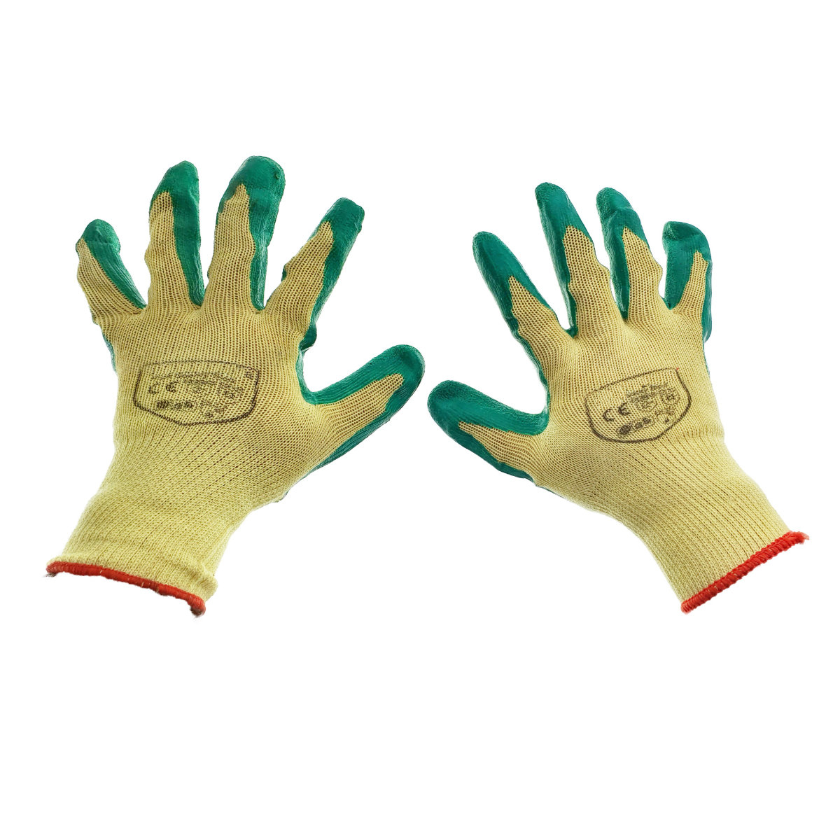 Manusi de protectie, material textil, cauciucat, marime universala, galben cu verde [4]