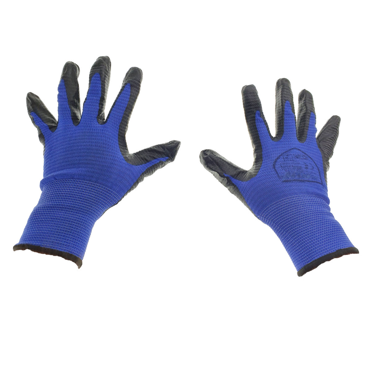 Manusi de protectie, material textil si poliuretan, cu manson elastic, marime universala, albastru cu negru [1]