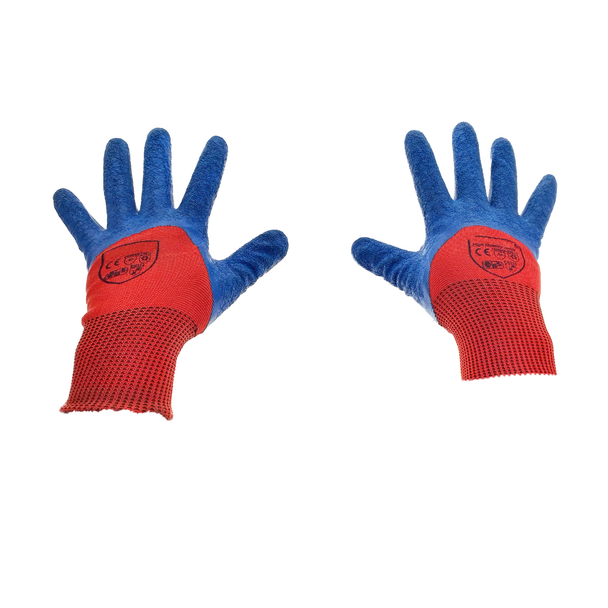 Manusi de protectie universale, cauciucate cu prindere antiderapanta, manson elastic, rosu cu albastru [4]