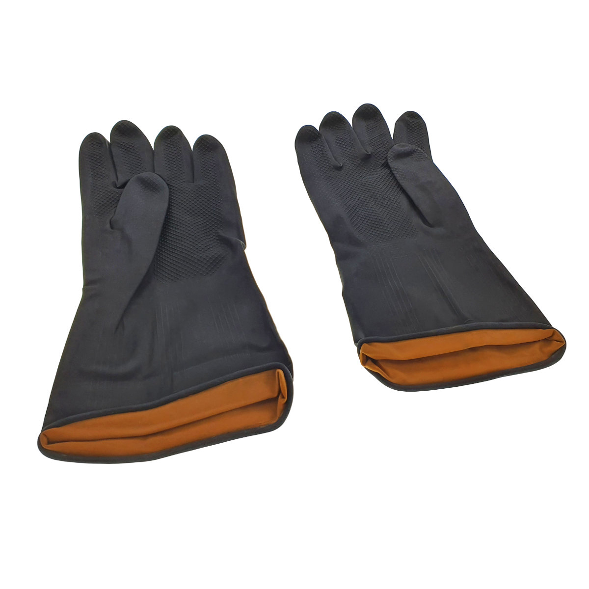 Manusi din cauciuc rezistent, marime L, cu prindere antiderapanta, protectie anti-chimica, manseta lunga, lungime 30 cm, negre [3]