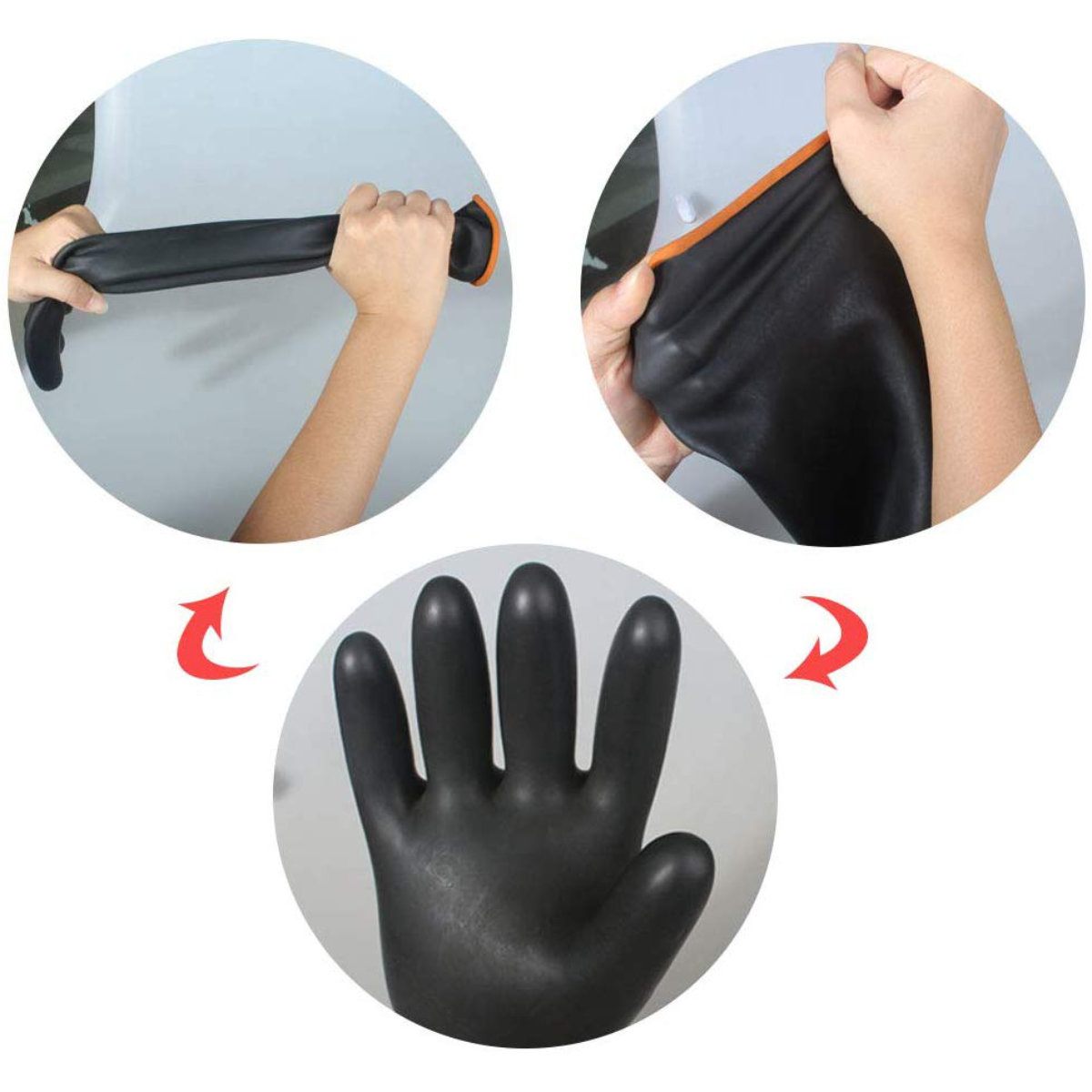 Manusi din cauciuc rezistent, protectie anti-chimica, industriale, lungime 35cm, negre [11]