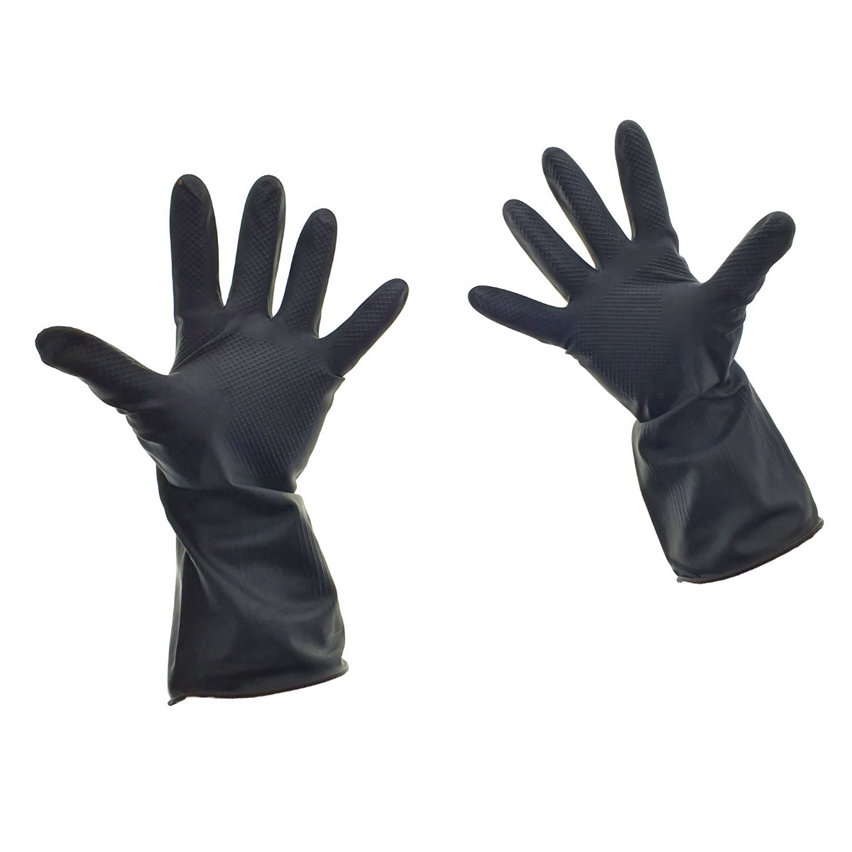 Manusi din cauciuc rezistent, protectie anti-chimica, lungime 35cm, negre [3]