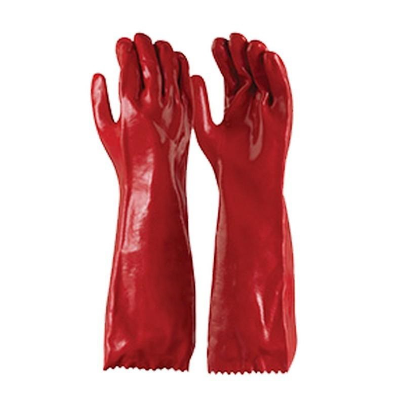 Manusi din PVC, protectie anti-chimica, industriale, lungime 40cm, rosii [1]