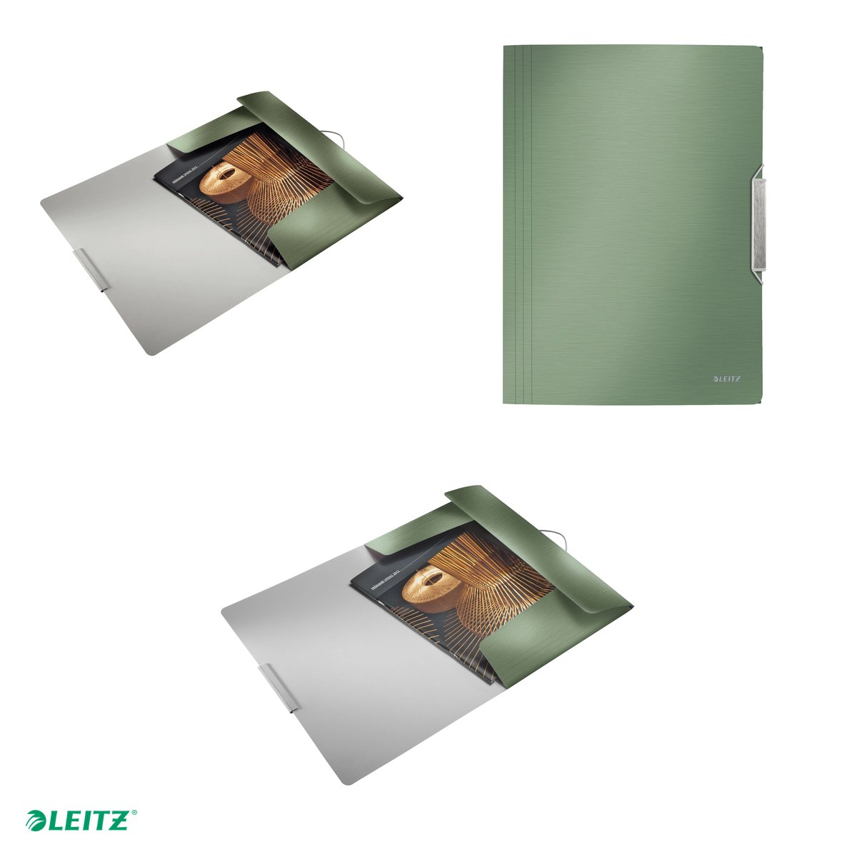 Mapa cu elastic Leitz Style, PP, A4, capacitate 150 coli, pentru transport, fistic [4]