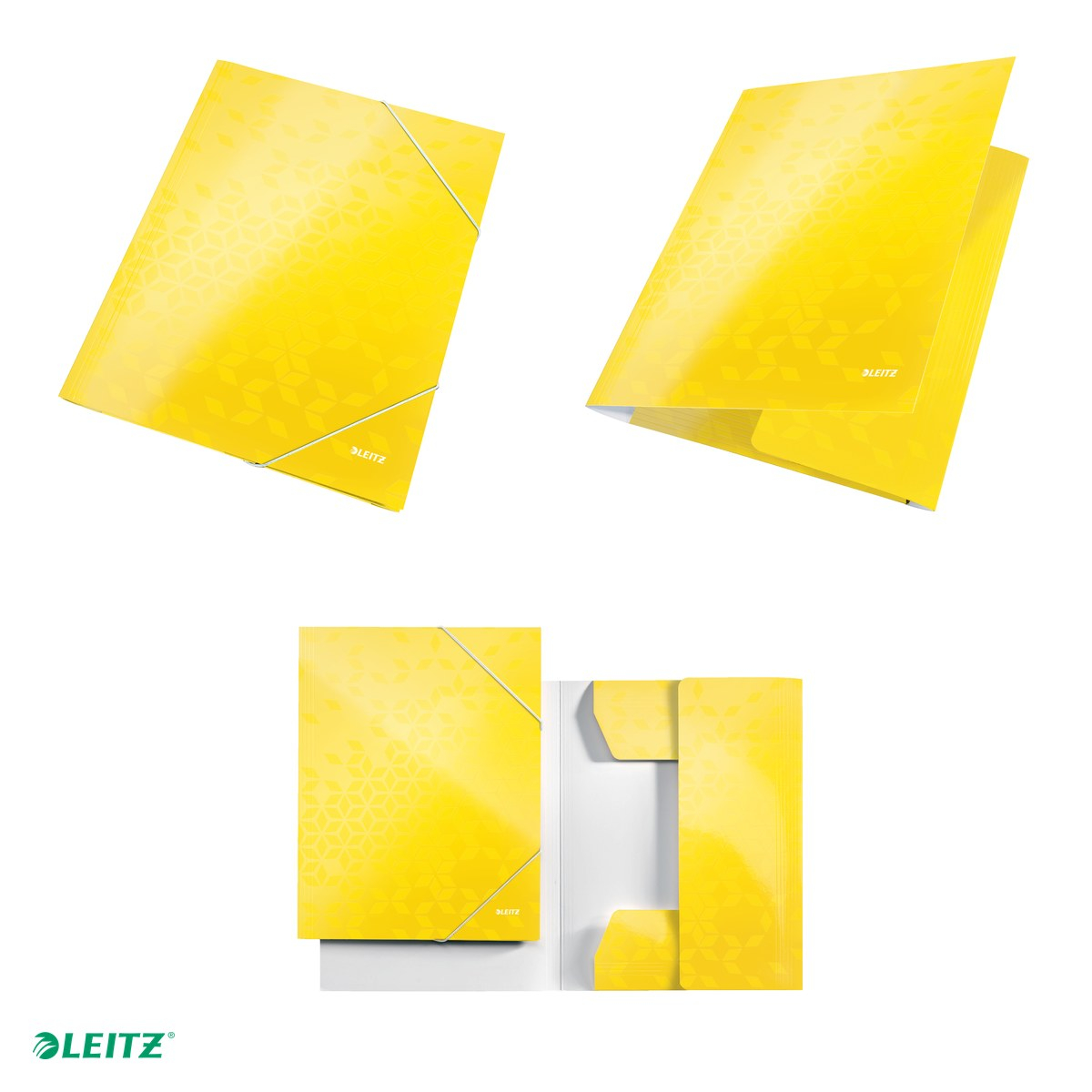 Mapa cu elastic Leitz WOW, carton laminat, A4, capacitate 250 coli, pentru transport, galben [4]