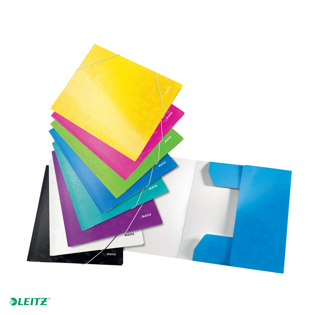 Mapa cu elastic Leitz WOW, carton laminat, A4, capacitate 250 coli, pentru transport, galben [5]