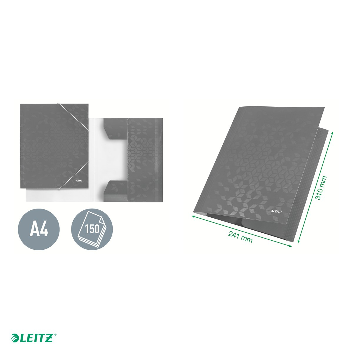 Mapa cu elastic Leitz WOW, carton laminat, A4, capacitate 250 coli, pentru transport, rosu [5]