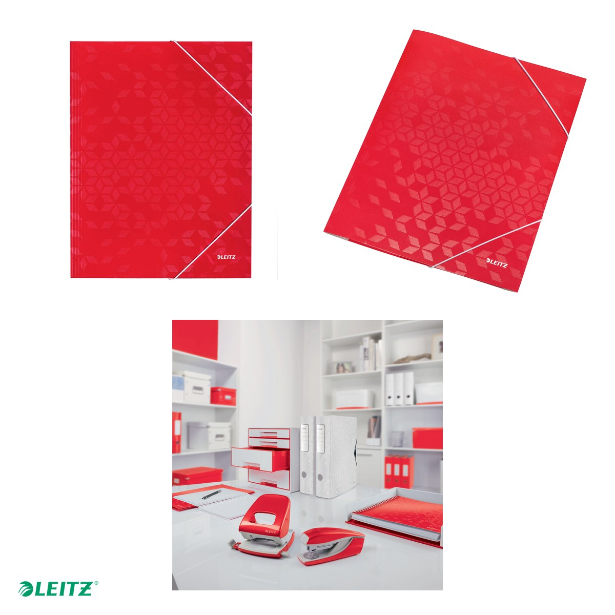 Mapa cu elastic Leitz WOW, carton laminat, A4, capacitate 250 coli, pentru transport, rosu [4]