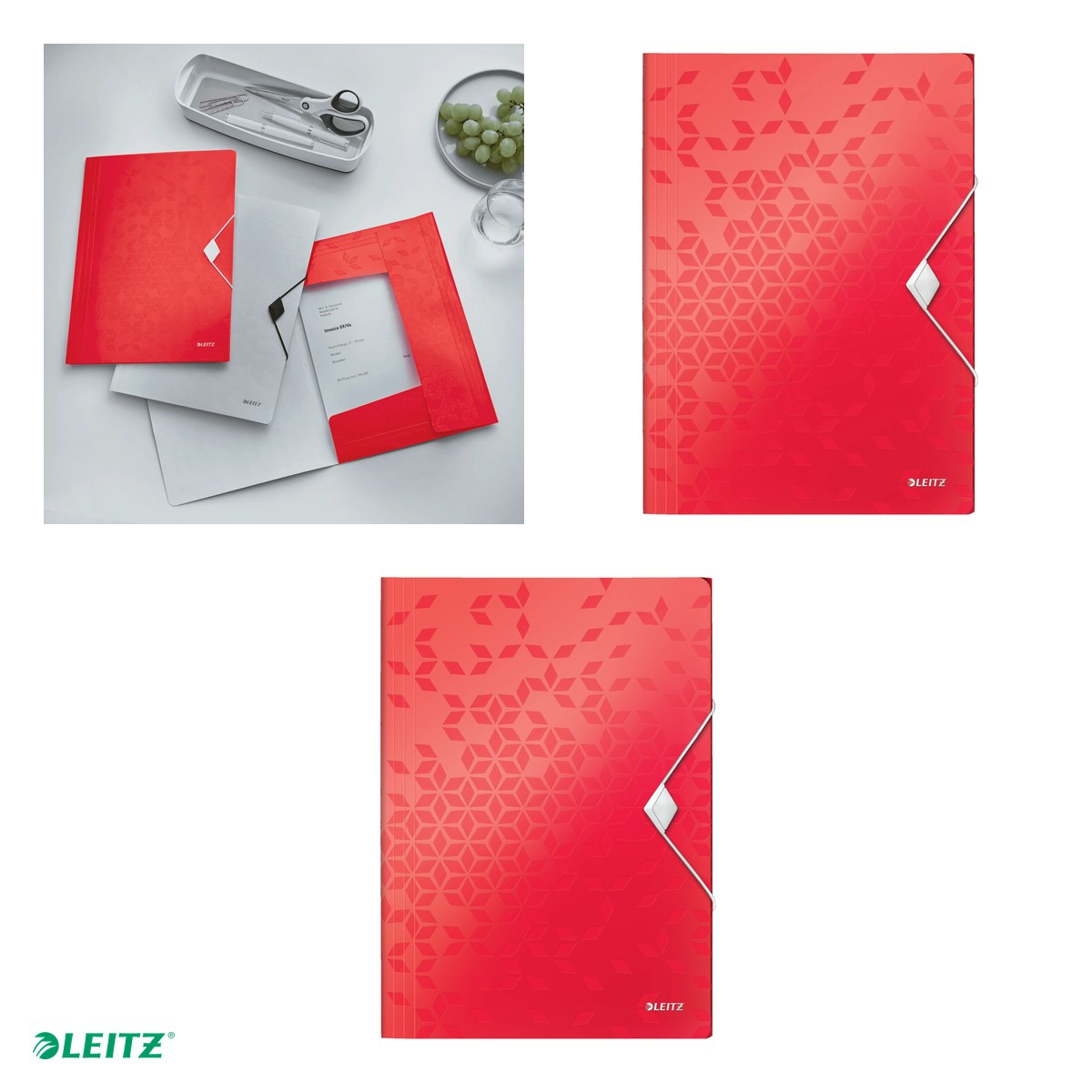 Mapa cu elastic Leitz WOW, PP, A4, capacitate 150 coli, pentru transport, rosu [4]