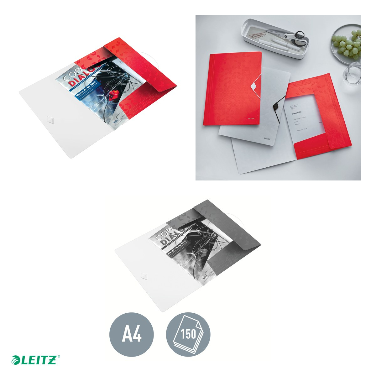 Mapa cu elastic Leitz WOW, PP, A4, capacitate 150 coli, pentru transport, rosu [5]