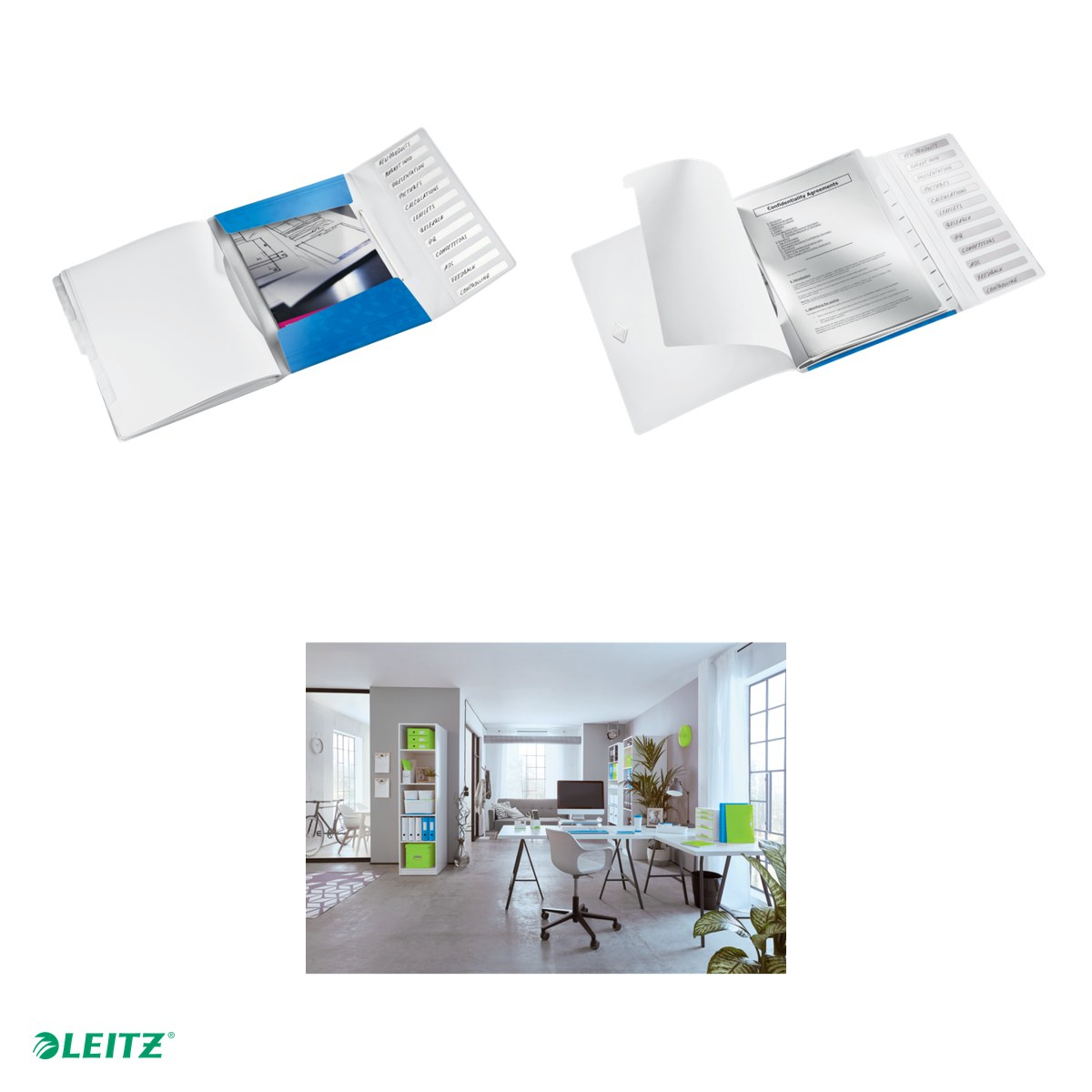Mapa cu separatoare Leitz WOW, PP, A4, 12 separatoare, capacitate 200 coli, pentru transport, albastru [5]