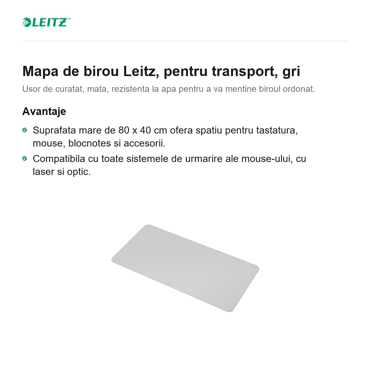 Mapa de birou Leitz, pentru transport, gri [2]