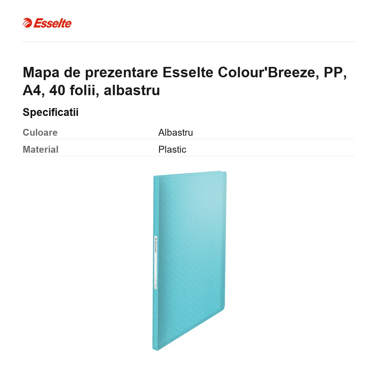Mapa de prezentare Esselte Colour'Breeze, PP, A4, 40 folii, albastru [3]