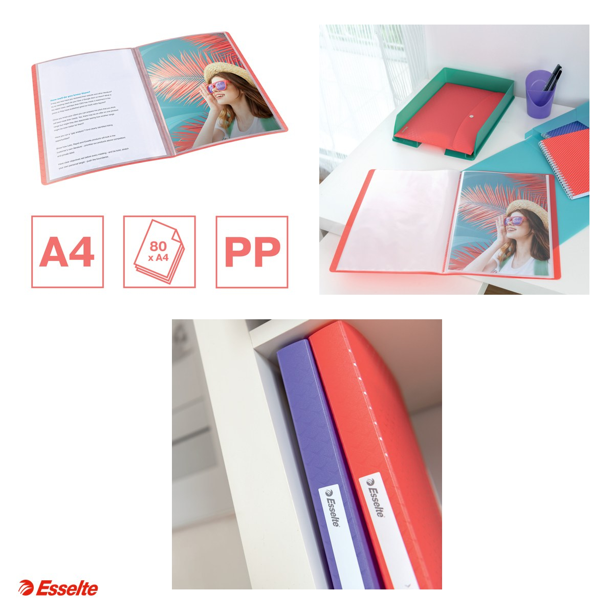 Mapa de prezentare Esselte Colour'Breeze, PP, A4, 40 folii, corai [4]