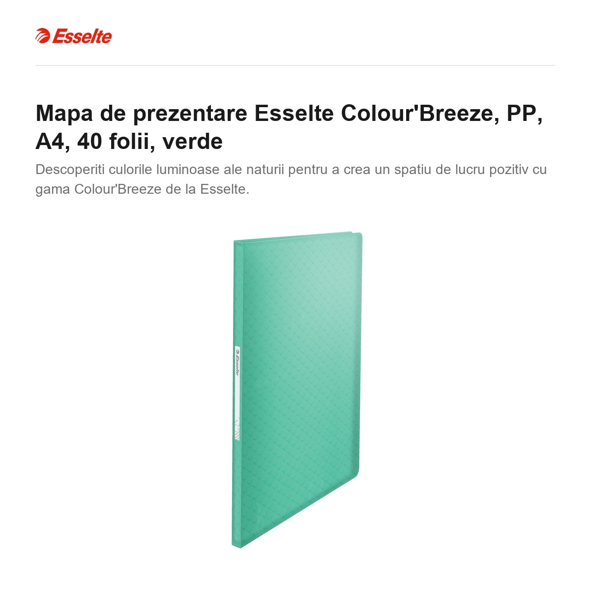 Mapa de prezentare Esselte Colour'Breeze, PP, A4, 40 folii, verde [2]