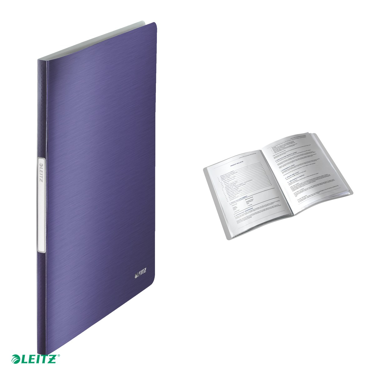 Mapa de prezentare Leitz Style, coperta moale, PP, A4, 40 de folii, capacitate 80 de coli (2 coli per fila,(80 g/mp), albastru-violet [5]