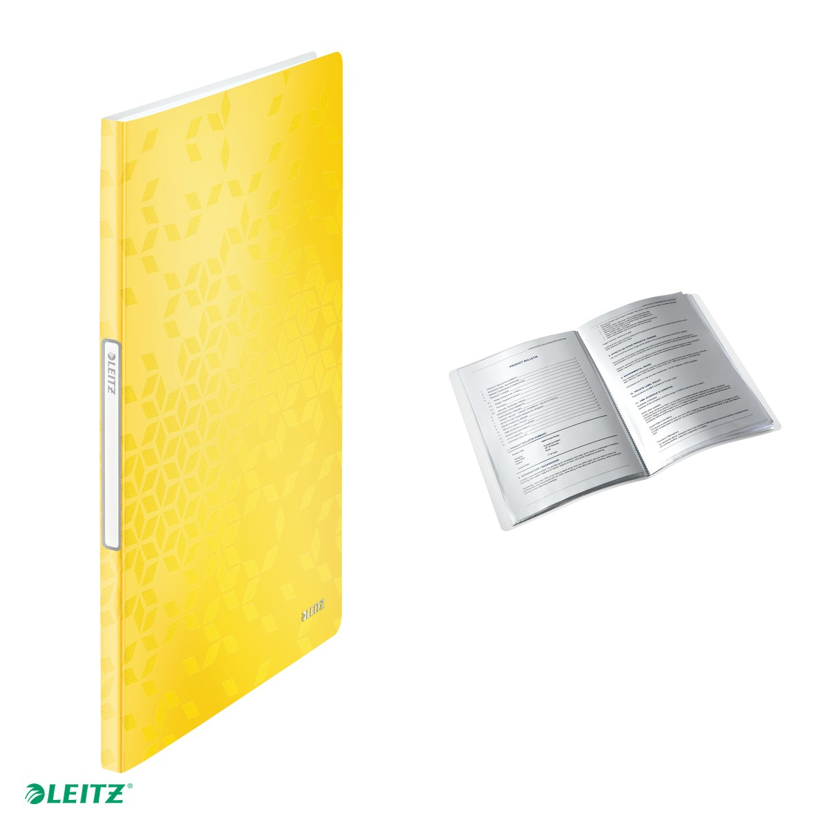 Mapa de prezentare Leitz WOW, coperta moale, PP, A4, 20 de folii, capacitate 40 de coli (2 coli per fila,(80 g/mp), galben [4]