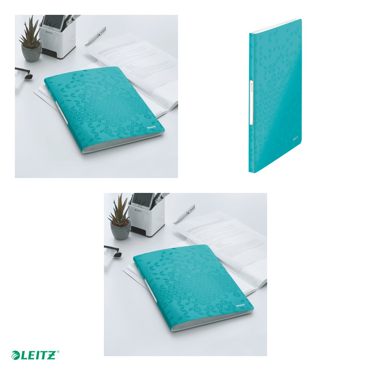 Mapa de prezentare Leitz WOW, coperta moale, PP, A4, 40 de folii, capacitate 80 de coli (2 coli per fila,(80 g/mp), turcoaz [4]