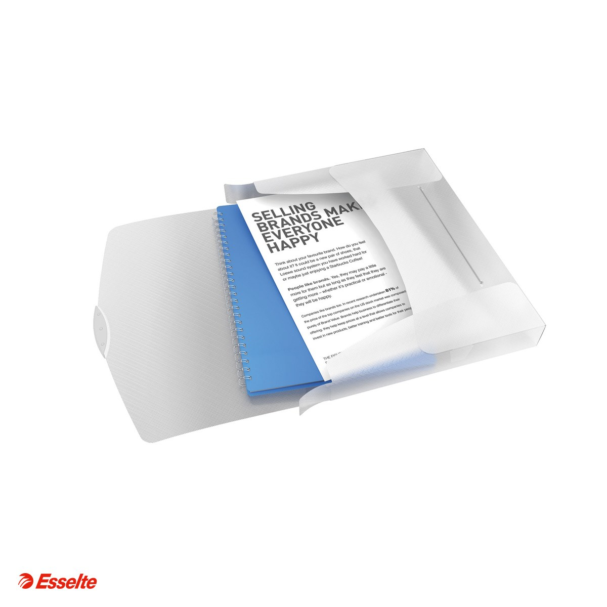 Mapa Jumbo Esselte VIVIDA, PP, A4, cu elastic, capacitate 350 coli, pentru transport, alb [4]