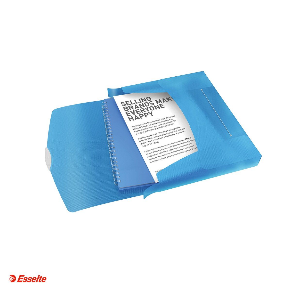 Mapa Jumbo Esselte VIVIDA, PP, A4, cu elastic, capacitate 350 coli, pentru transport, albastru [4]