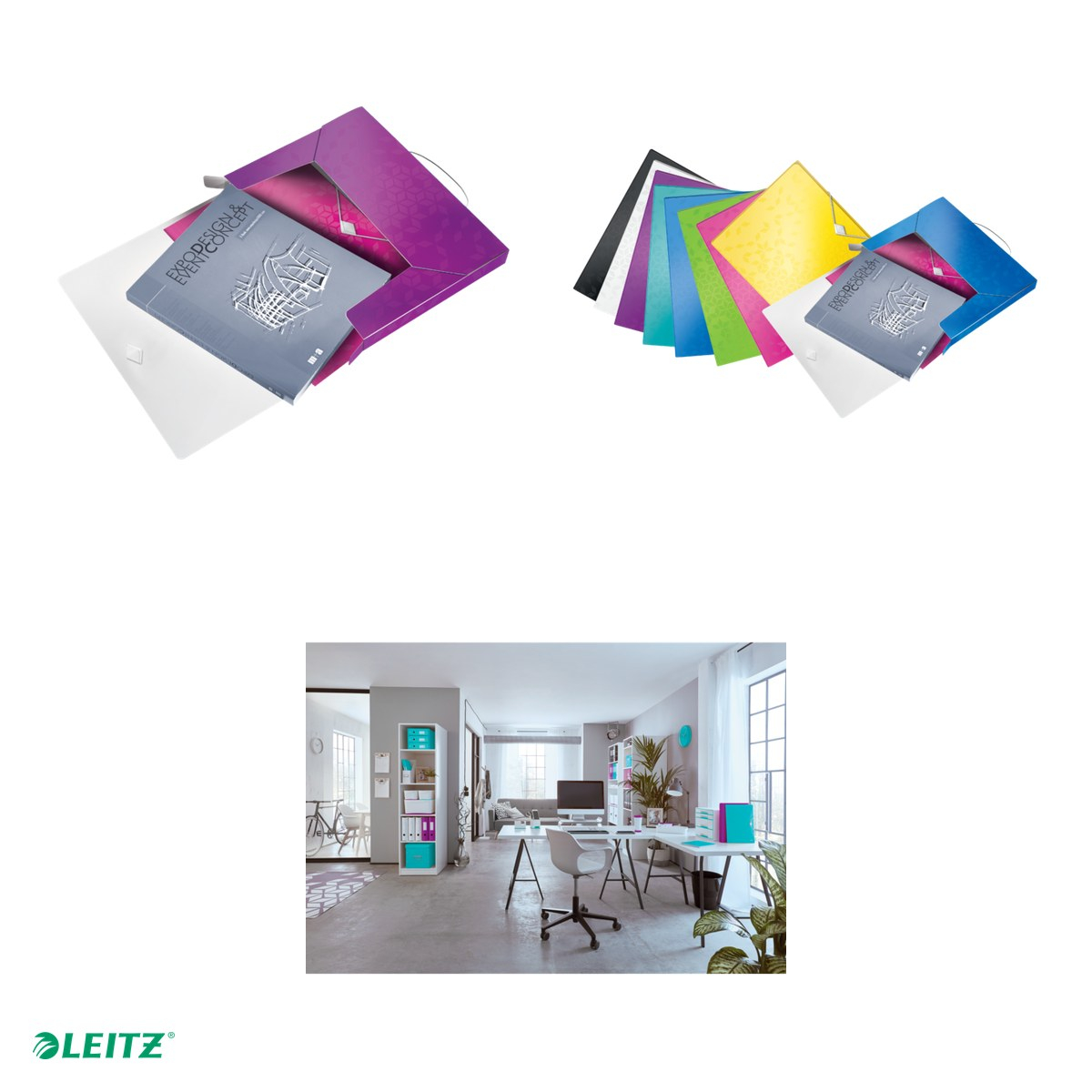 Mapa Jumbo Leitz WOW, PP, A4, cu elastic, capacitate 250 coli, pentru transport, mov [5]