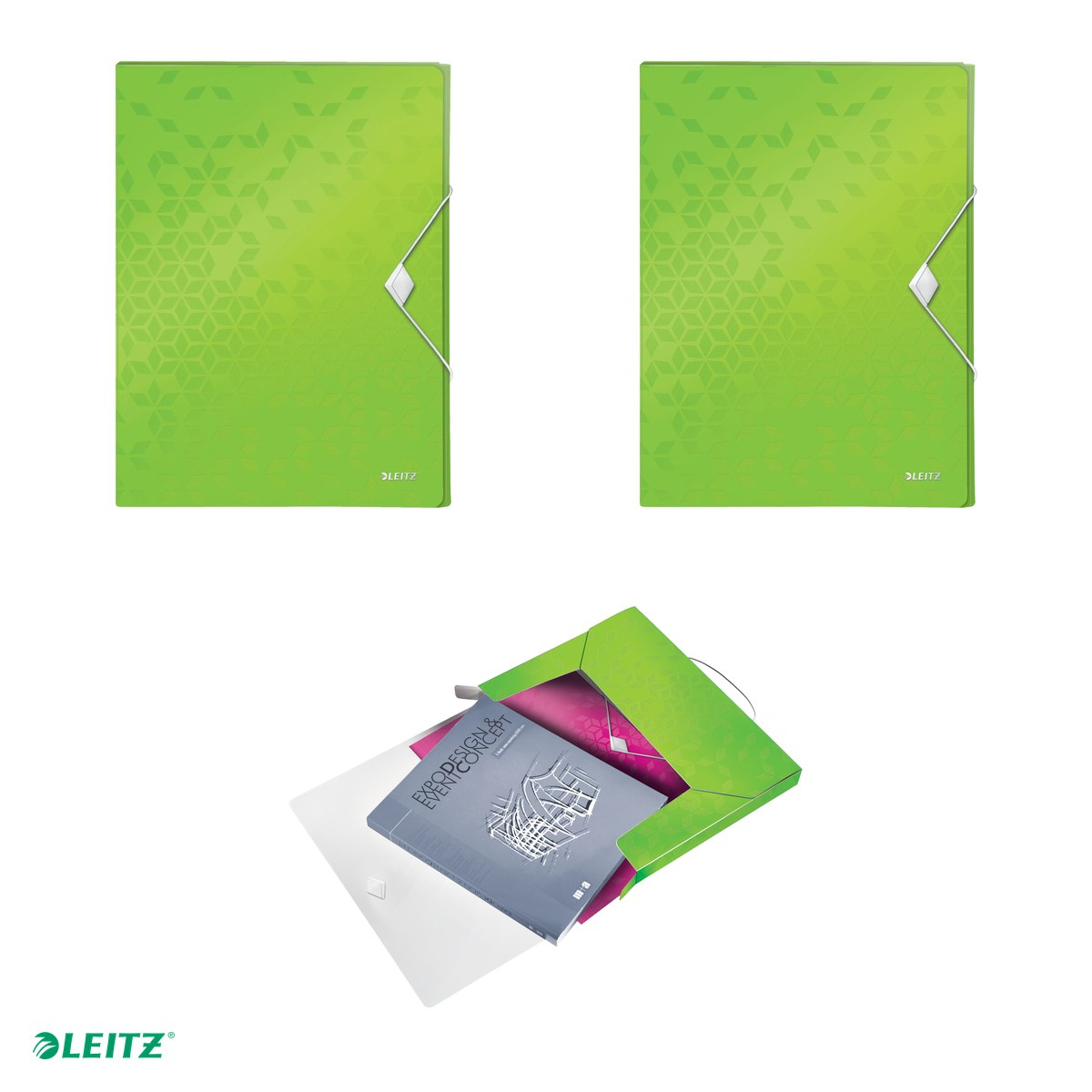 Mapa Jumbo Leitz WOW, PP, A4, cu elastic, capacitate 250 coli, pentru transport, verde [4]