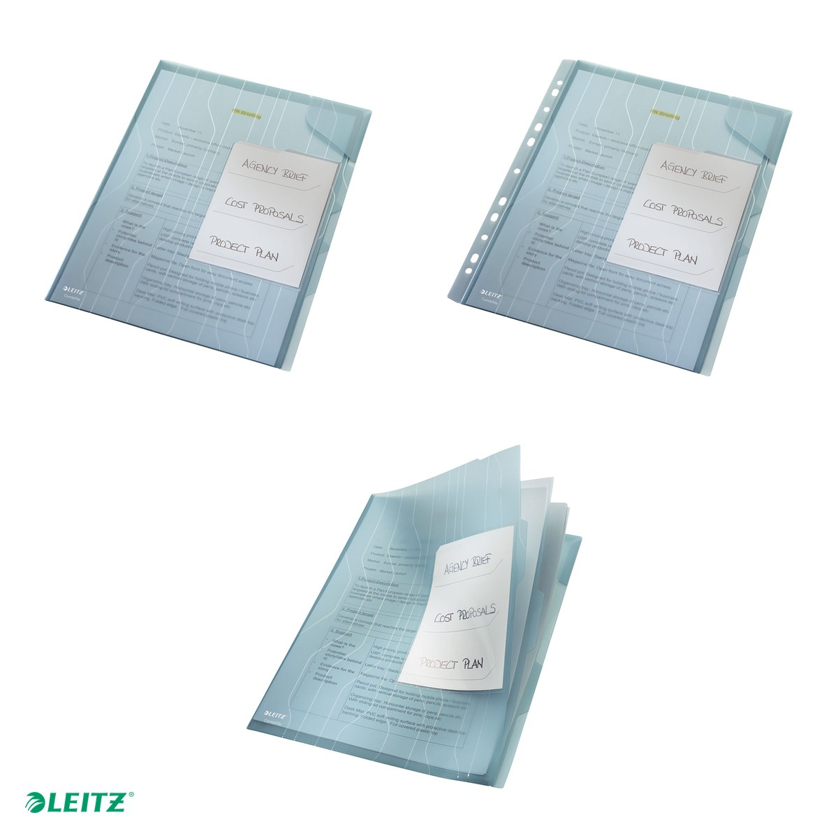 Mapa plastic 3*capacitate 20 coli albastra 3 separatoare comb jumbo Leitz, A4, albastru [4]
