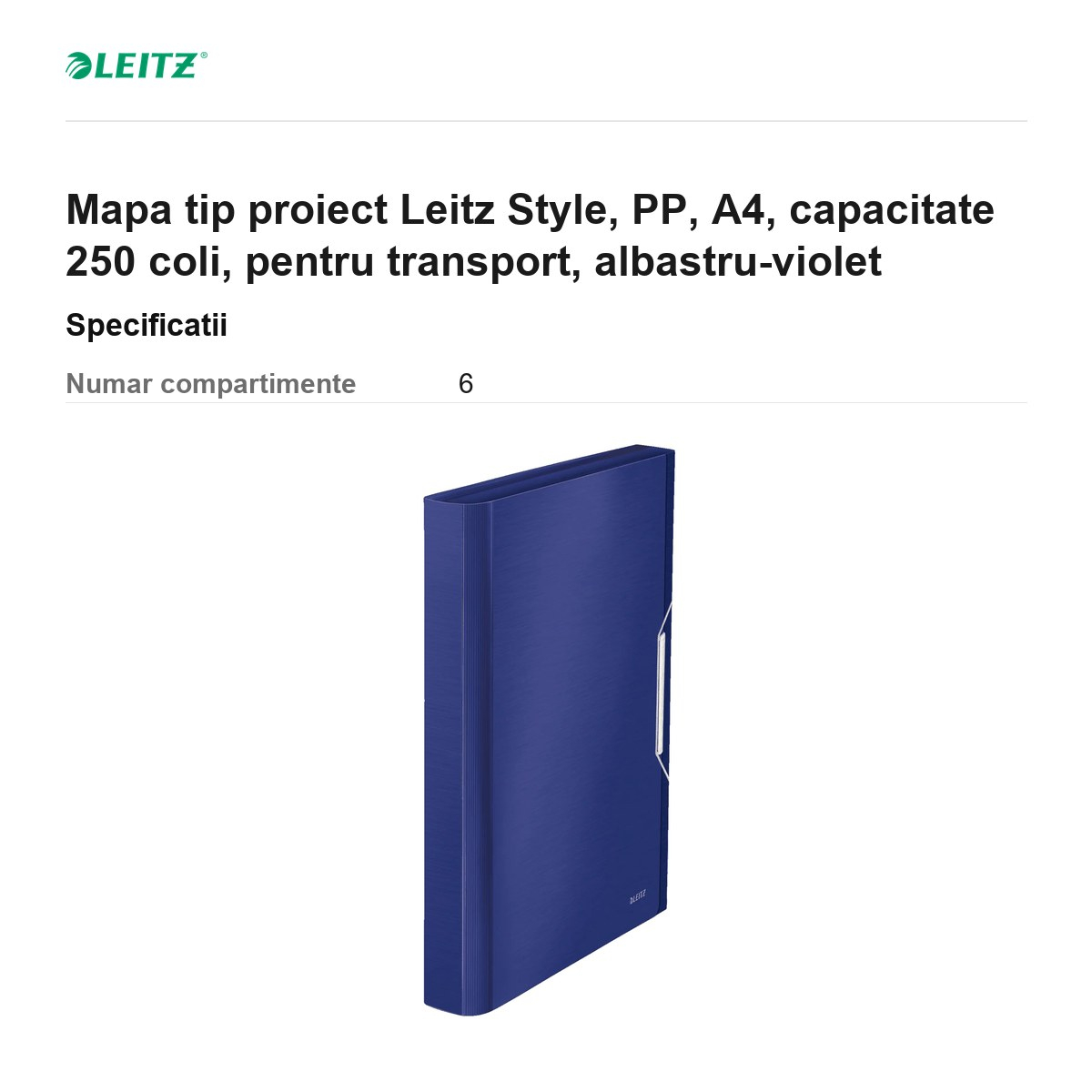 Mapa tip proiect Leitz Style, PP, A4, capacitate 250 coli, pentru transport, albastru-violet [3]