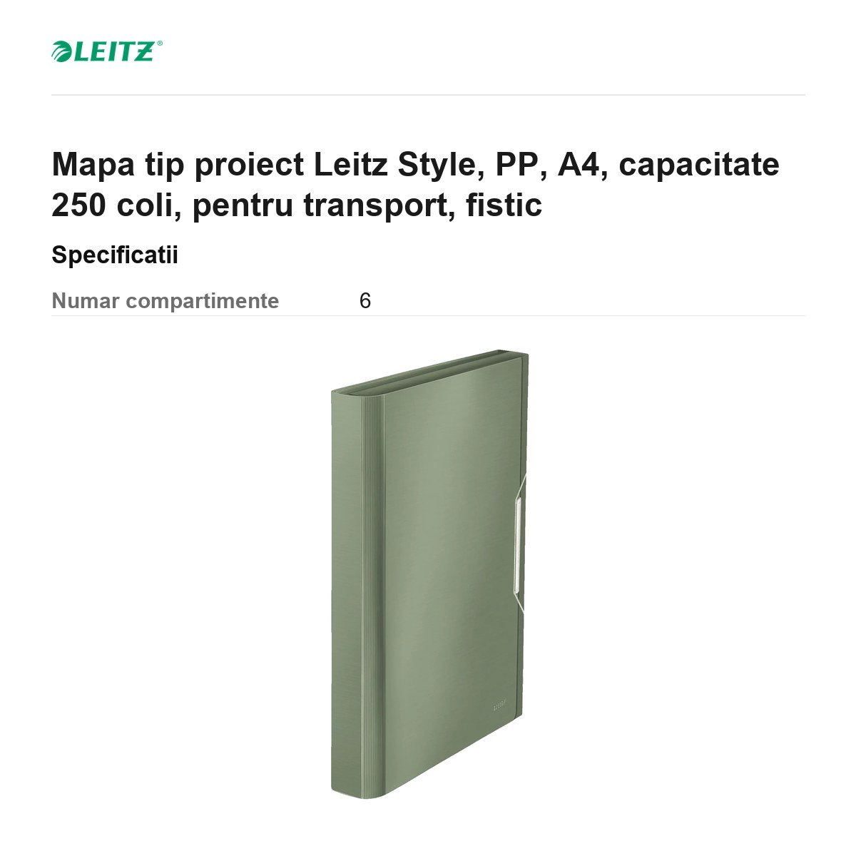 Mapa tip proiect Leitz Style, PP, A4, capacitate 250 coli, pentru transport, fistic [3]