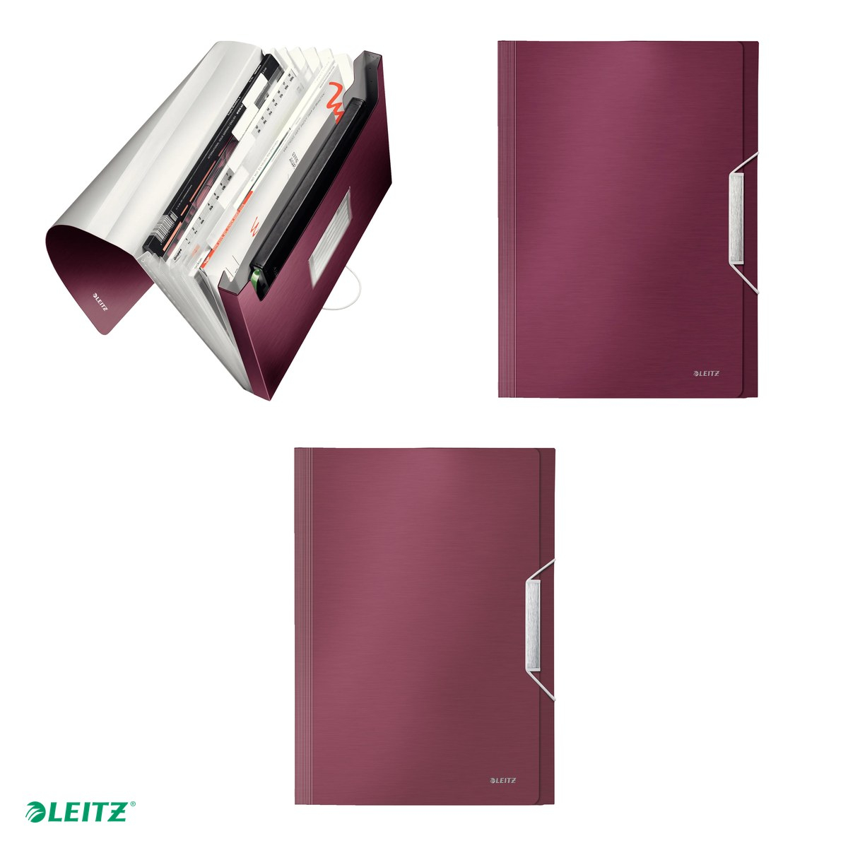 Mapa tip proiect Leitz Style, PP, A4, capacitate 250 coli, pentru transport, grena [4]