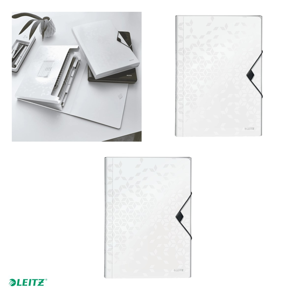 Mapa tip proiect Leitz WOW, PP, A4, capacitate 250 coli, pentru transport, alb [4]