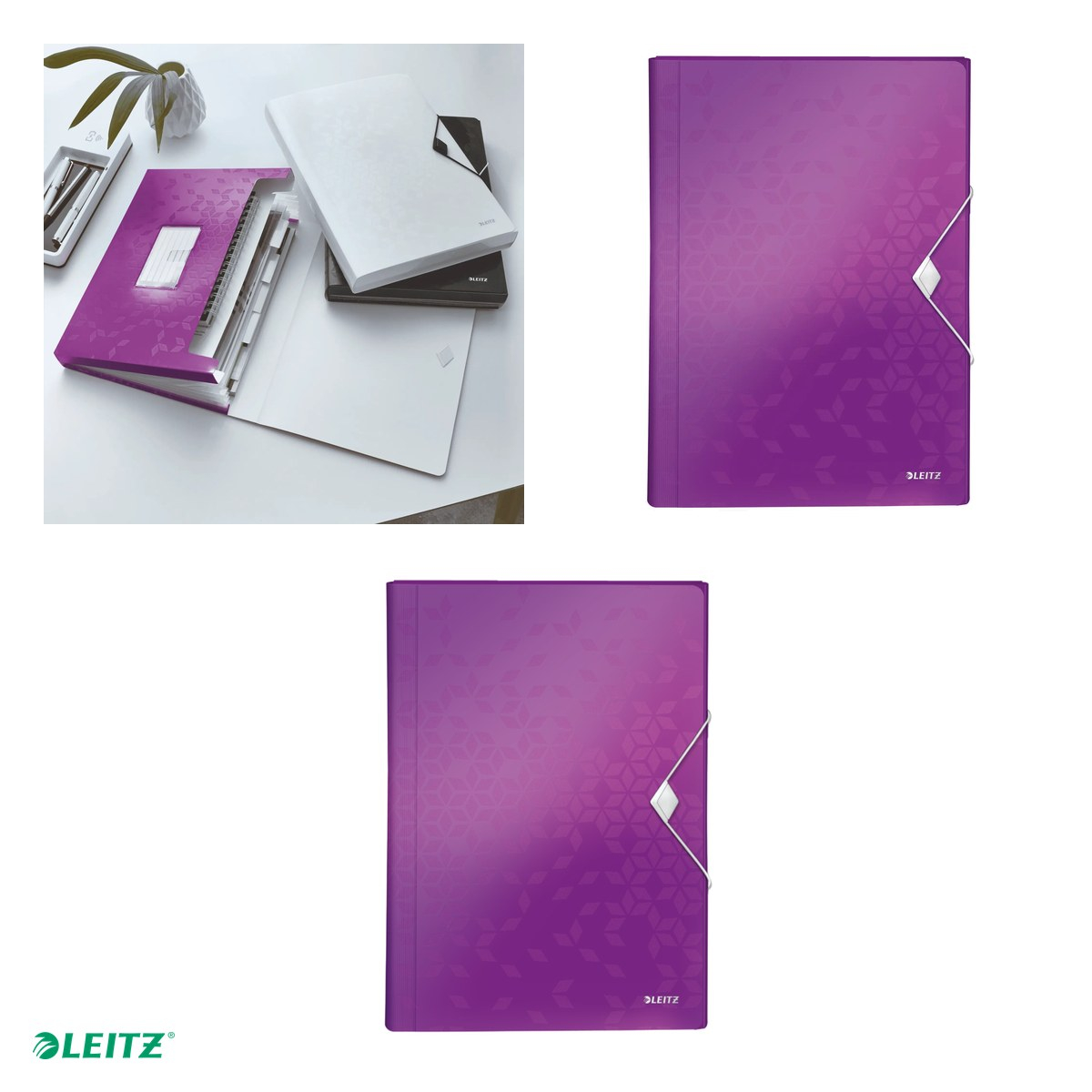 Mapa tip proiect Leitz WOW, PP, A4, capacitate 250 coli, pentru transport, mov [4]