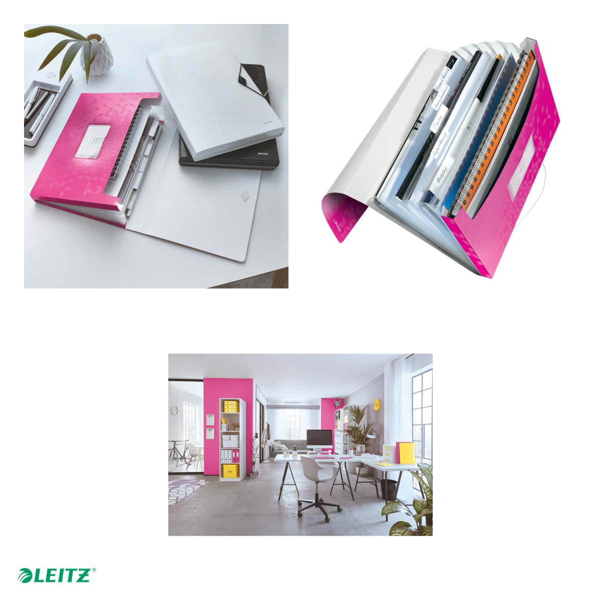 Mapa tip proiect Leitz WOW, PP, A4, capacitate 250 coli, pentru transport, roz [5]