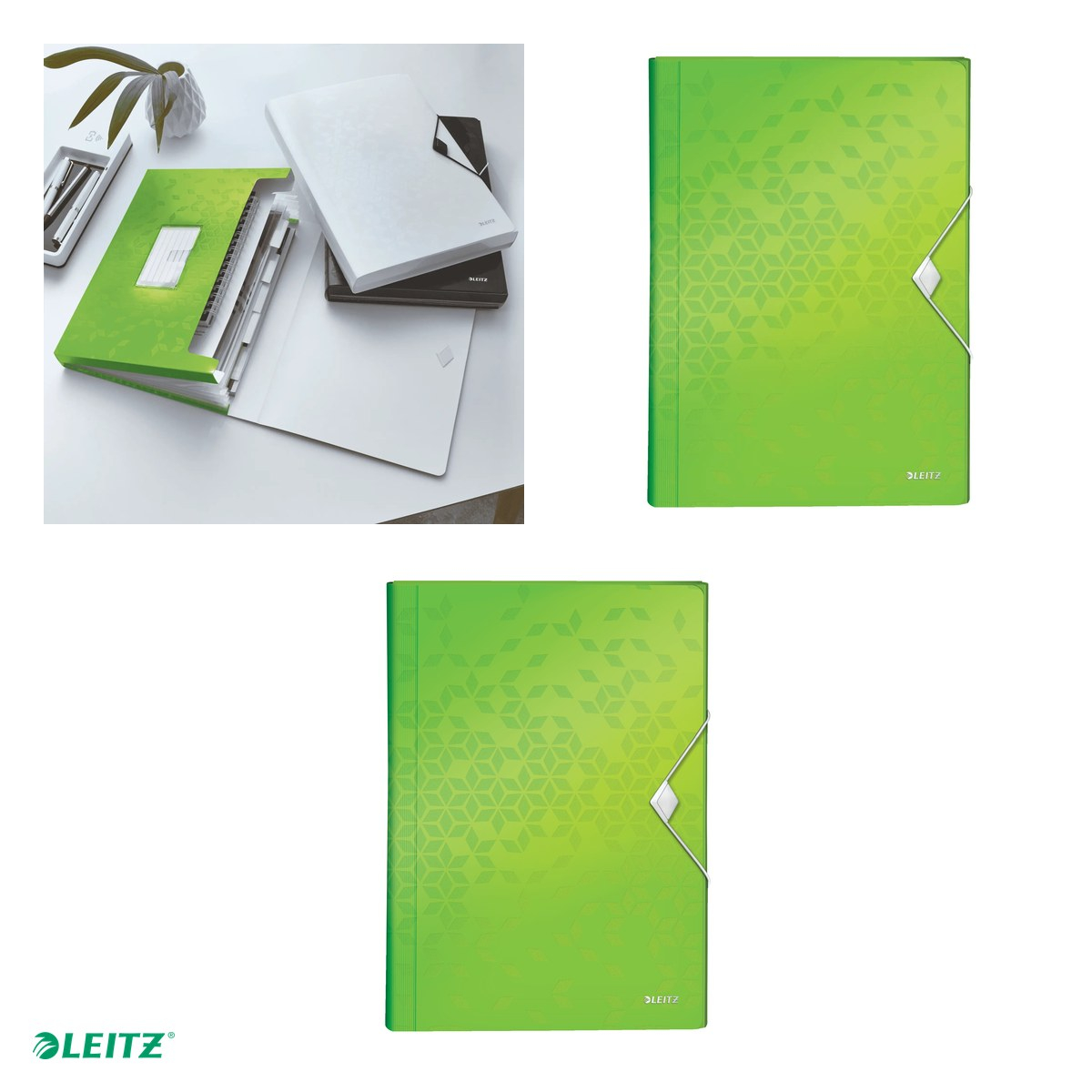 Mapa tip proiect Leitz WOW, PP, A4, capacitate 250 coli, pentru transport, verde [4]