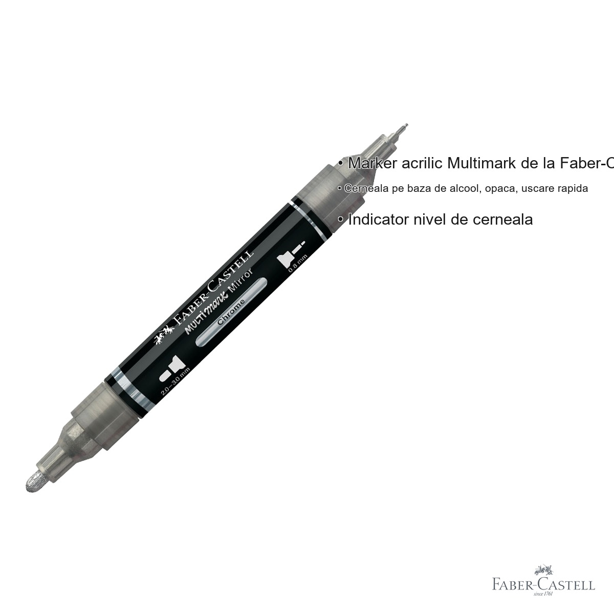 Marker acrilic Faber-Castell Multimark, culoare 551 efect oglinda, varf dublu pentru arta si decoratiuni [3]
