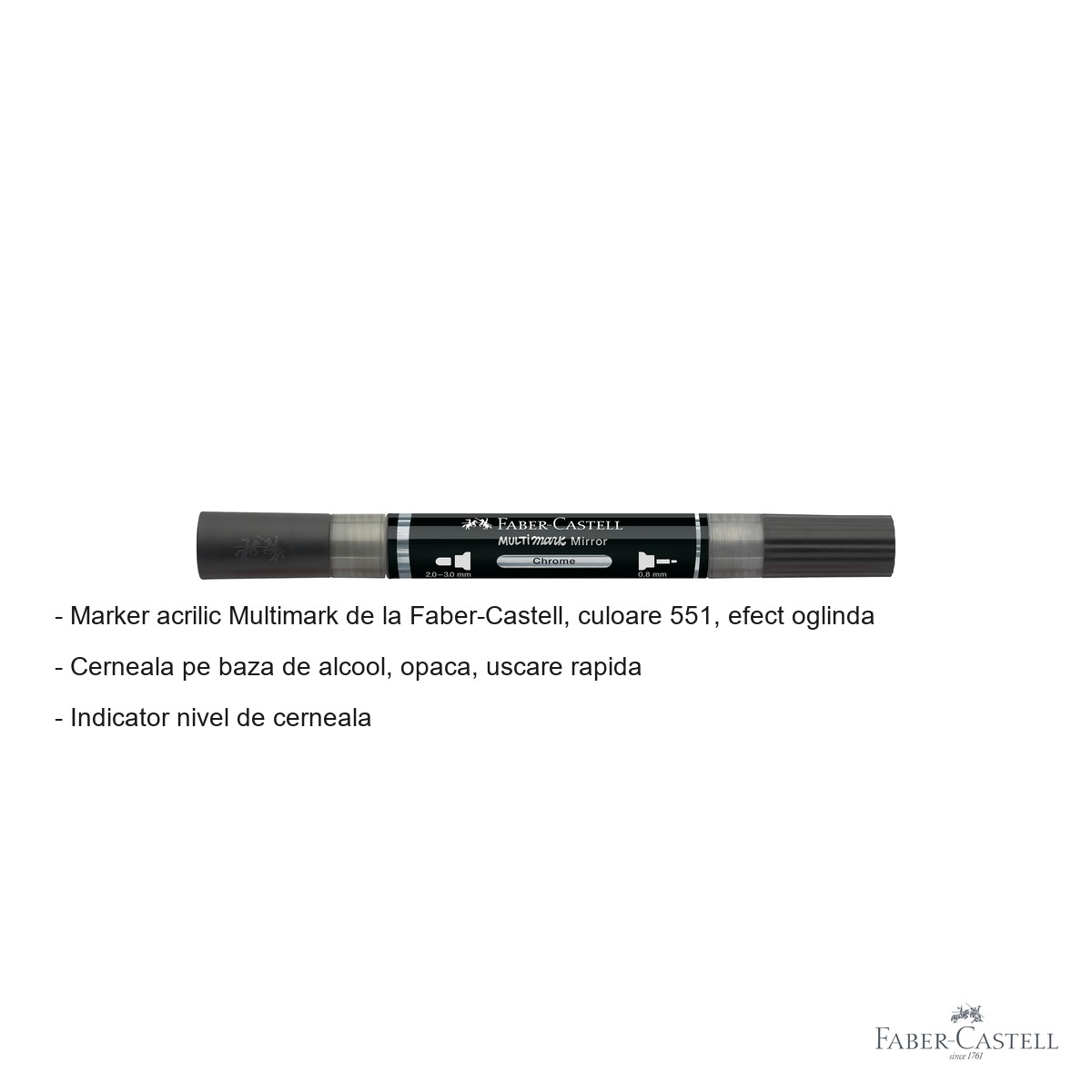 Marker acrilic Faber-Castell Multimark, culoare 551 efect oglinda, varf dublu pentru arta si decoratiuni [2]