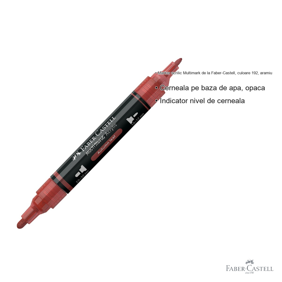 Marker acrilic Faber-Castell Multimark, culoare aramiu 192, varf dublu, pentru suprafete multiple [3]