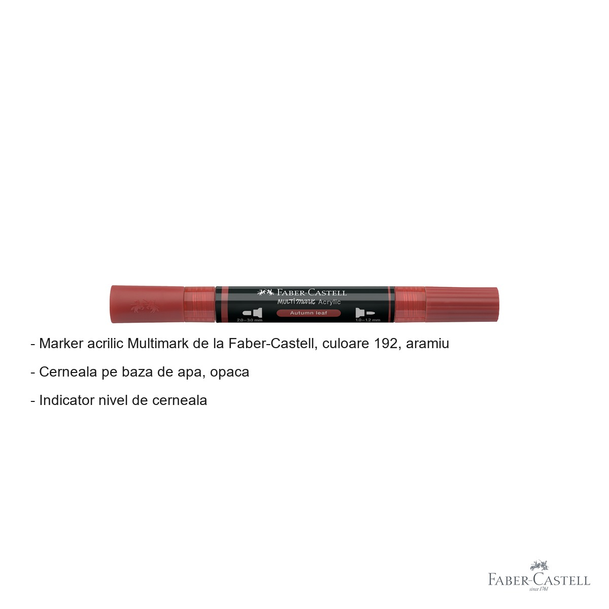 Marker acrilic Faber-Castell Multimark, culoare aramiu 192, varf dublu, pentru suprafete multiple [2]